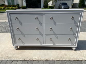 Modern White 6 Drawer Dresser with Ring Pull Handles