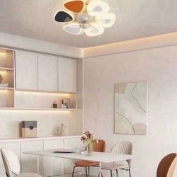22 in. LED Indoor Dimmable White and Blue and Orange Smart Ceiling Fan Light with Remote and APP Control Oscillating Motor