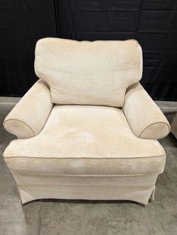 Neutral Beige Upholstered Rolled Arm Accent Chair