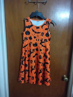 Halloween Print Sleeveless Skater Dress. Girls large