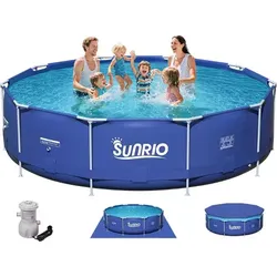 SUNRIO FRAME POOL 12 FT X 30 IN WITH FILTER PUMP AND FLOOR COVER