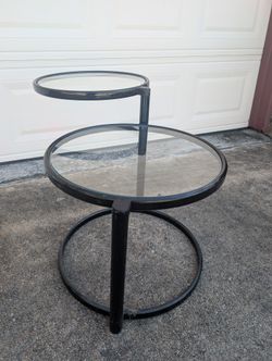 Vintage 70s Black Glass Table