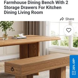 Farmhouse Dining Table Bench 