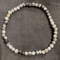 White Black Agate Stretch Bracelet 