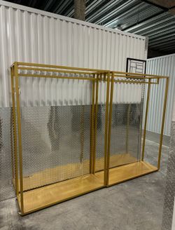2 Gold Retail Clothing Racks – Boutique Store Display | Heavy Duty | ASAP Pickup