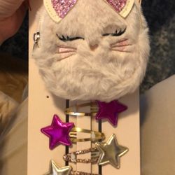 Keychain backpack, 4snap hair clips, 12 hair ties