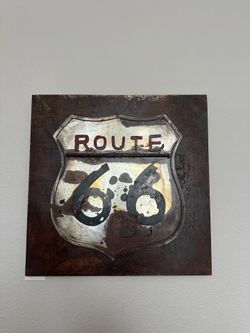 Route 66 Rustic Metal Wall Art – 24” x 24
