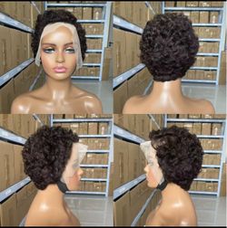 Short Curly Pixie Cut Lace Front Wig