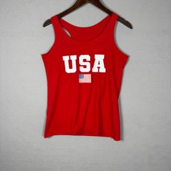 USA Women's Small Red Tank Top Graphic Flag