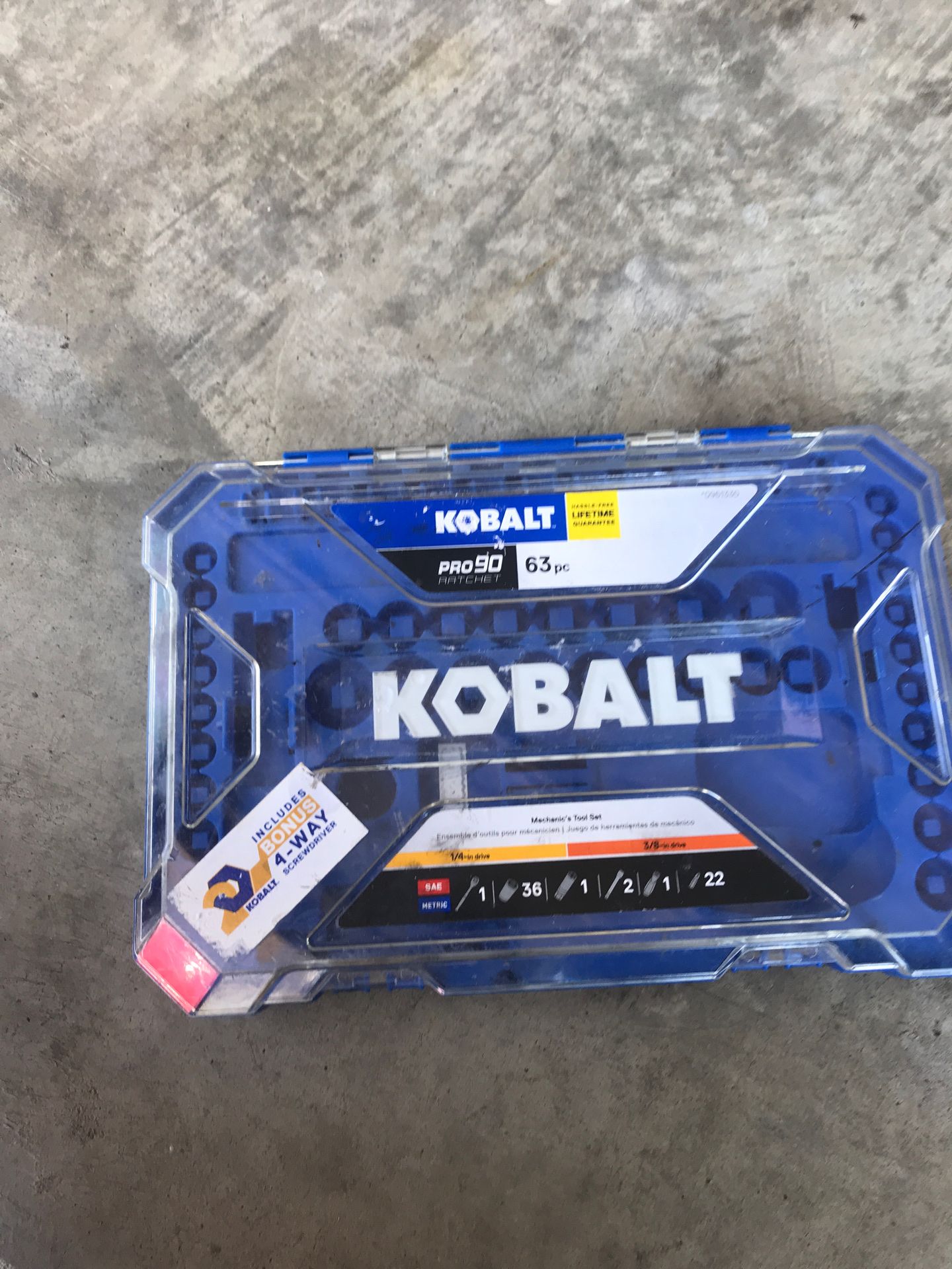 KOBALT Pro90 Rachet 63 pc empty case only