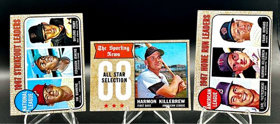 1968 Topps Harmon Killebrew Sporting News, NL Strikeout Leaders, AL HR Leader (EX)