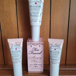 Too Faced Hangover Nourishing Replenishing Face Primer & Amazing Face Close-Up Coverage Foundation Honey Beige 1 oz. Lot