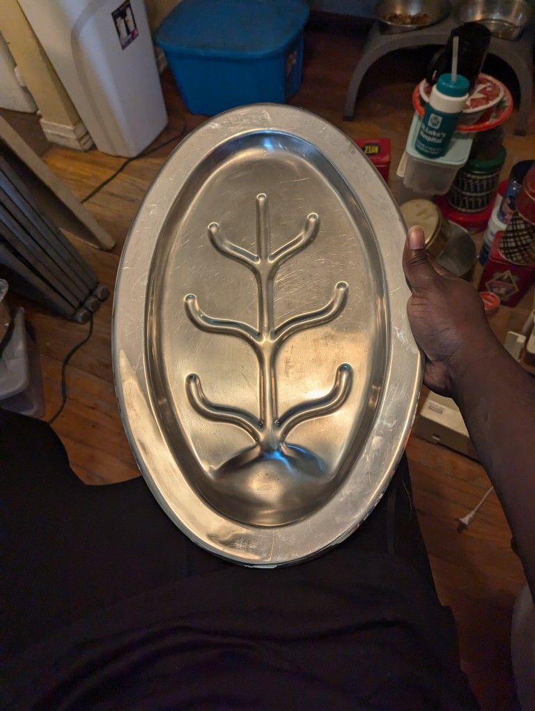 Vintage 1940s Oval Silver Plate Footed Meat Tray