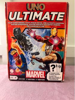 Sealed UNO Ultimate Marvel Card Game with 4 Chase Collectible Foil Cards 1st Edition