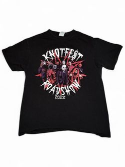 Y2K Slipknot Knotfest Roadshow T-Shirt Mens 2022 Cypress Hill Black Concert Metal Hardcore - Size Large #metalcore #goth #festival   Measurements: Pit