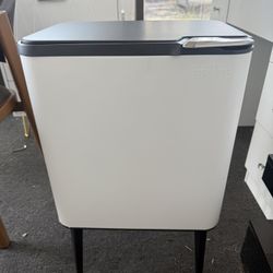 mVm 9.5 Gal Raised Kitchen Trash Can with Lid, Rectangular Touch Top Dry Wet Separation Recycling Bin with Odor Filter, Variety Stainless Steel Waste 