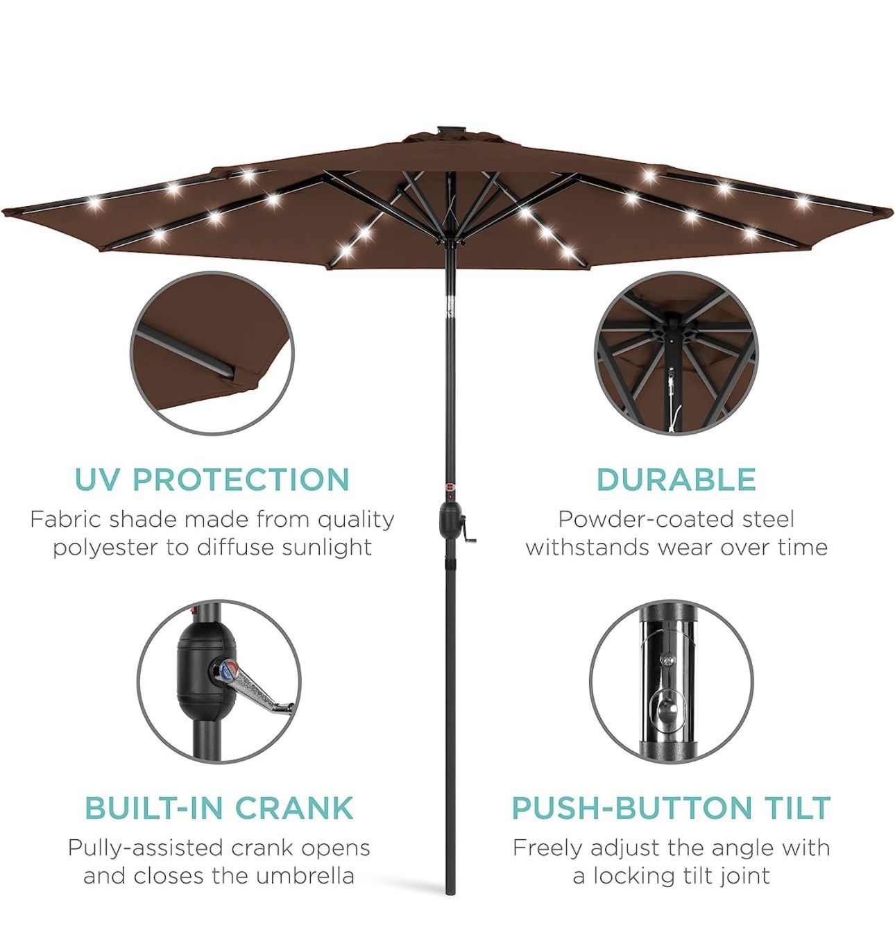 10 Ft Patio Umbrella with Solar Lights (Brand New)