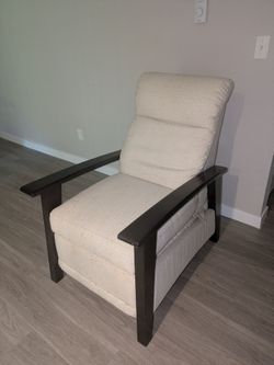 modern recliner chair w/wood arms