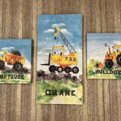 Kids Tractor Canvas Wall Art