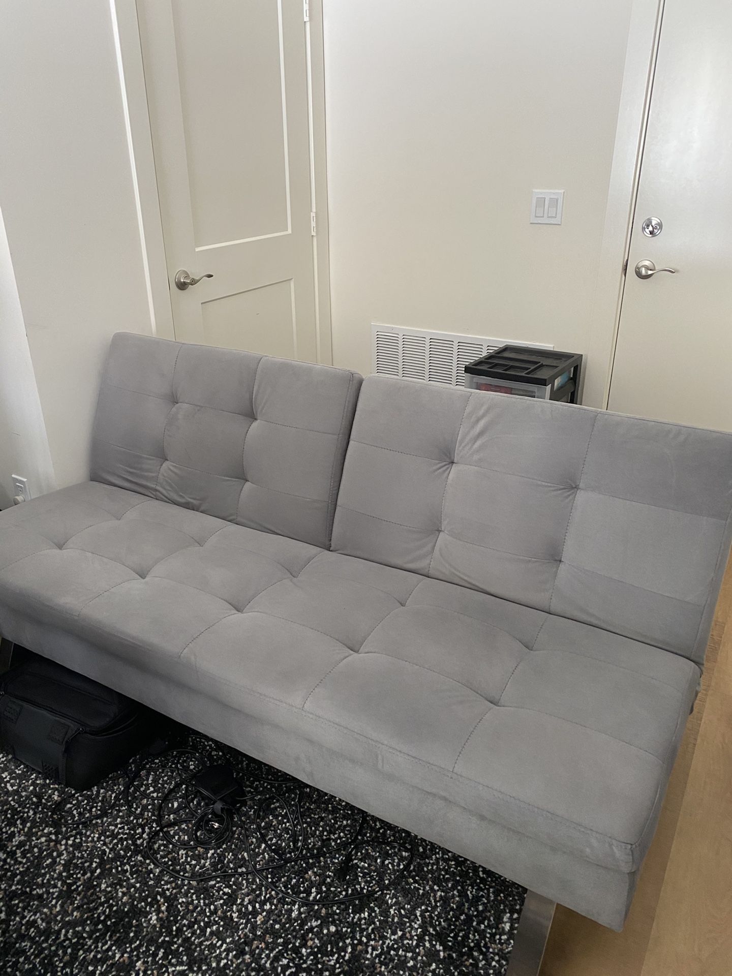 Gray Futon Bed (Full size) Sleeper Convertible Sofa Good as New
