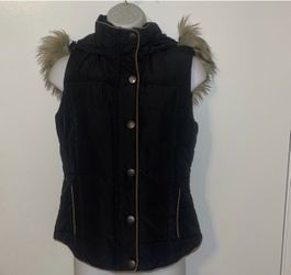Prince & Fox Vest Hooded faux fur black size S/P