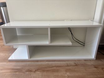 White TV Stand with Open Shelves