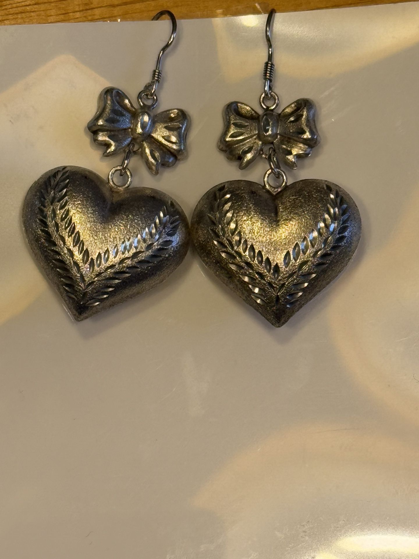 Earring , Sterling Silver, 2” Long And 14.36 Grams