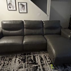 Gray leather couch