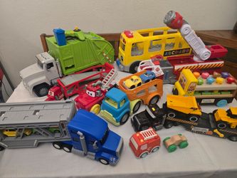 Large Lot of Kids Toy Trucks and Vehicles