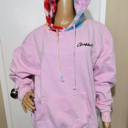 Clickbait Pink Tie Dye Pullover Hoodie Size Large