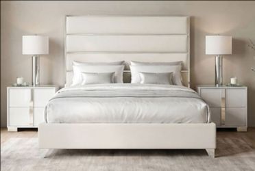 Brand New White & Chrome Queen Bed Frame (Available in Eastern King)