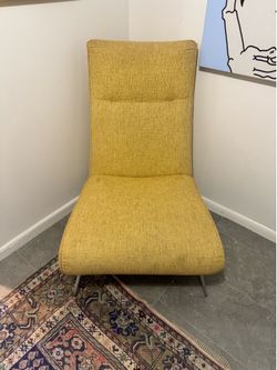 Midcentury Modern Pineapple Yellow Upholstered Accent Chair
