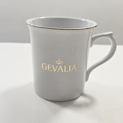 Gevalia Kaffe White Ceramic Coffee Mug – Gold Logo & Rim Accent