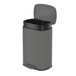 13.2 Gallon Trash Can, Rectangular Step On Kitchen Trash Can, Matte Grey