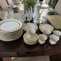 Assorted Dinner Plates, Crystal Wine Glasses , Dessert Plates , Cups And Saucer