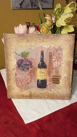 Tuscan wine theme canvas painting