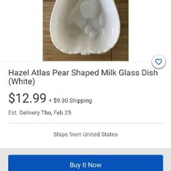 VINTAGE HAZEL PEAR SHAPED EMBOSSED MILKGLASS DISH