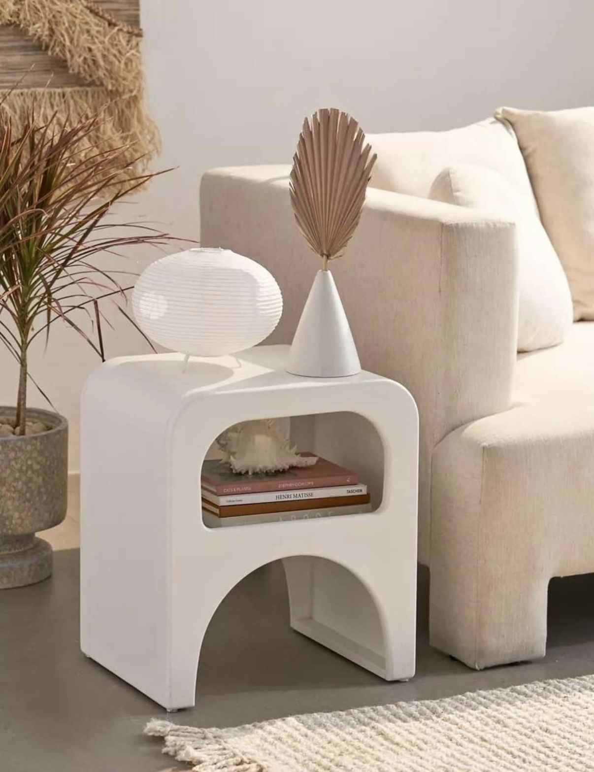 Urban Outfitters White Textured Side Table