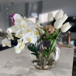 orchids and tulips arrangements centerpiece 