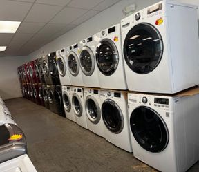 Stackable and top-loading washer and dryer sets, refrigerators, stoves, all electric. 1216 Hartford Turnpike, Vernon, CT. Open from Monday to Saturday