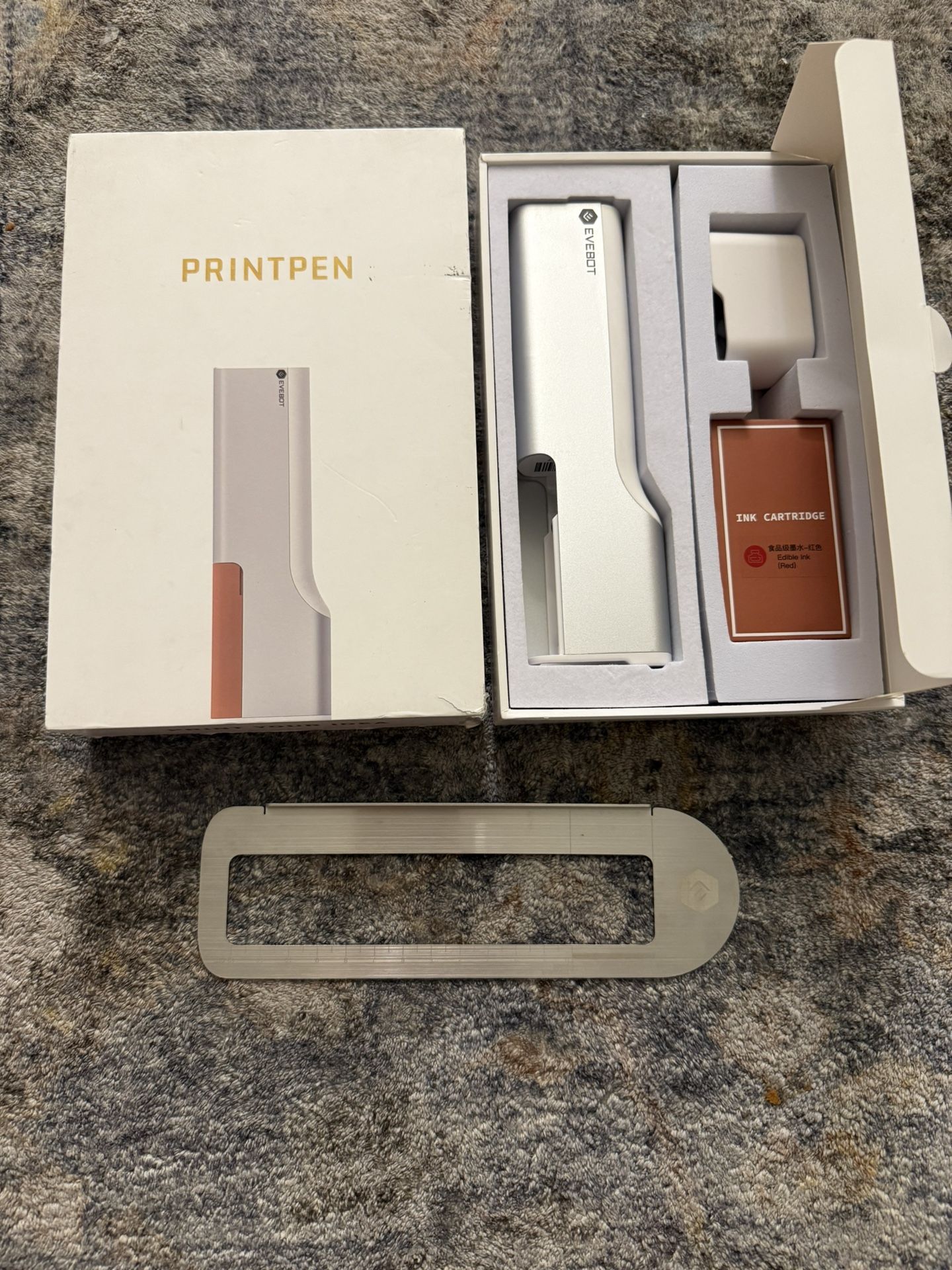 NEW EVEBOT Printpen Handheld Food Portable Printer, Red ink