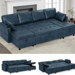ACMEASE 108-Inch U-Shaped Sofa Bed That Pulls Out, Featuring an Adjustable Back And Storage Chaises, a Sleeper Couch with Cup Holders, a Modern Sectio
