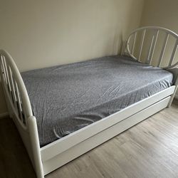 Twin Bed with Trundle + 2 Mattresses Included