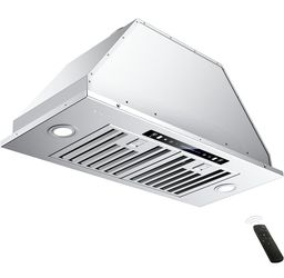 30 inch Built-in/Insert Range Hood 900 CFM, Ducted/Ductless Convertible Duct, Stainless Steel Kitchen Vent Hood with 4 Speed Gesture Sensing&Touch Con