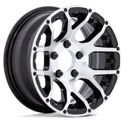 QTY 1 – HE1825 14x6 Gloss Black Machined Wheel – 5x114.3 | -6 Offset