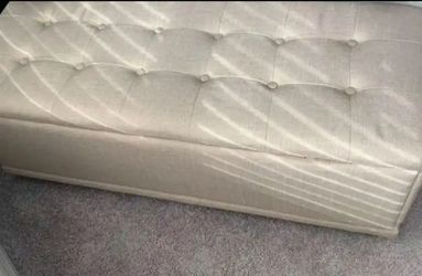 Beige Upholstered Ottoman