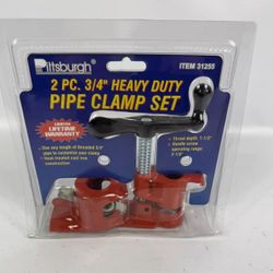 NEW Pittsburgh • 2 Pc 3/4" Heavy Duty Pipe Clamp Set New In Package 31255,