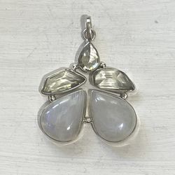 Sterling Pendant Moonstone Multi-stone Artisan Made