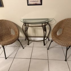 Console Table and Lawn Chairs 