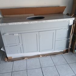 Bathroom Vanity 60" Real Marbol Top Single Bowl New  Great Quality 